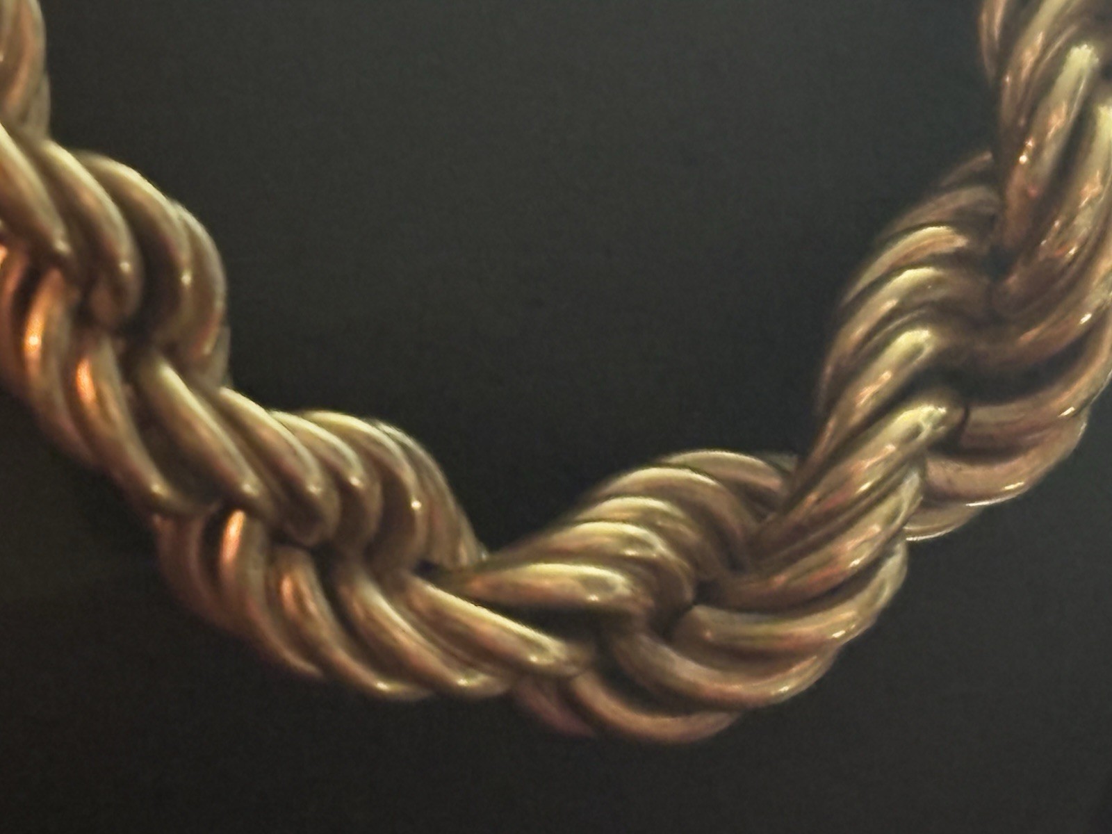 14k “Dookie” Chain Italian Gold Graduated, Double-Twist-Rope Vtg 16in necklace