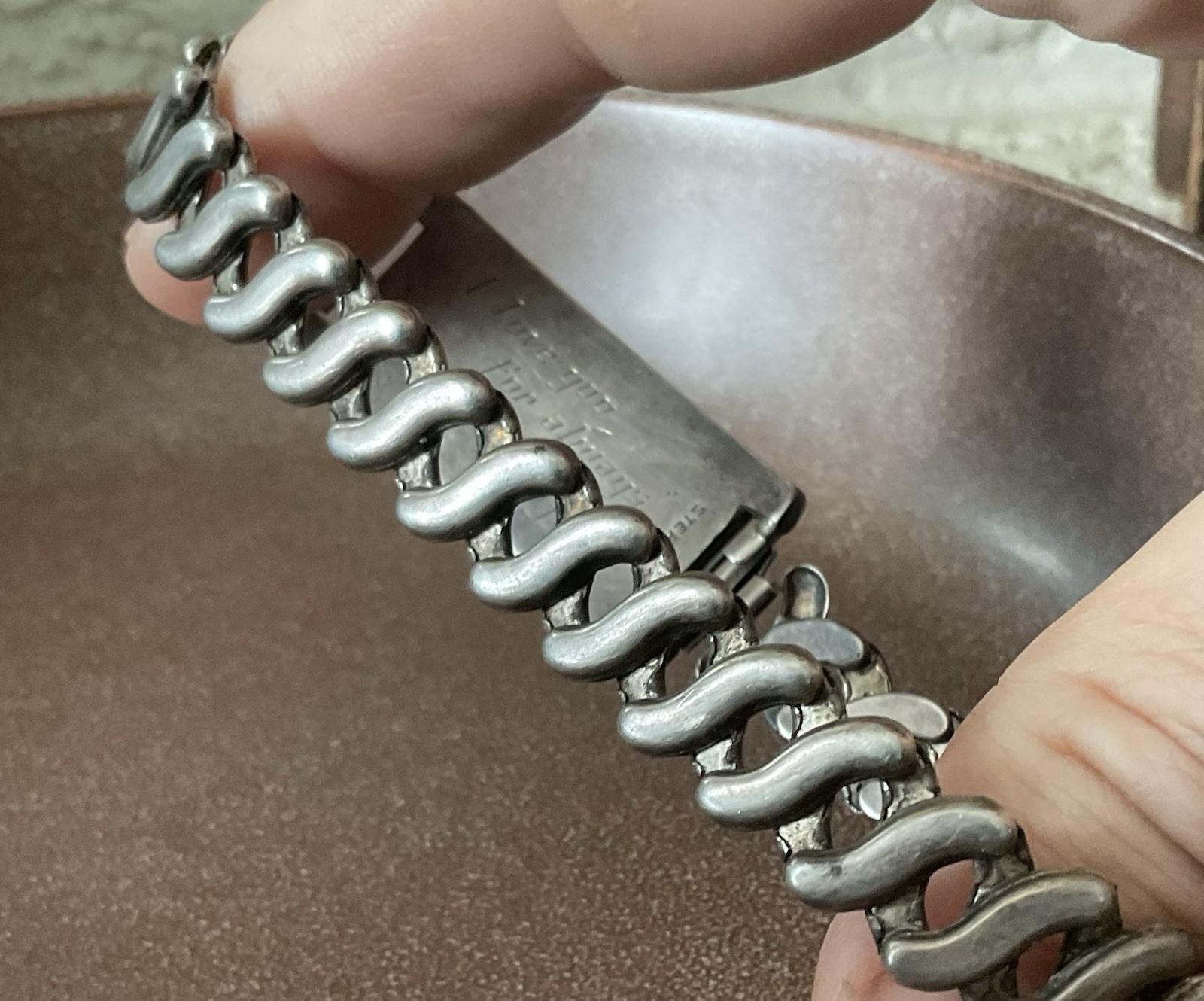 Vtg Heavy Solid 925 Sterling Silver ID Bracelet Expansion Link Stretch Band 44 g