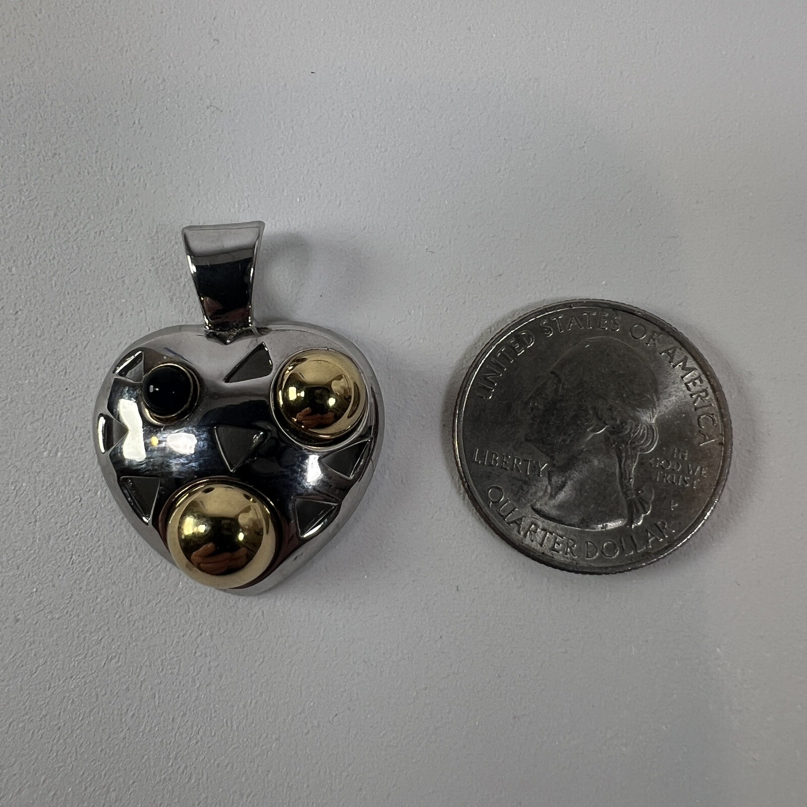 Vtg Heart Pendant Only Modernist Glass Cabochon PISCITELLI Fashion Jewelry