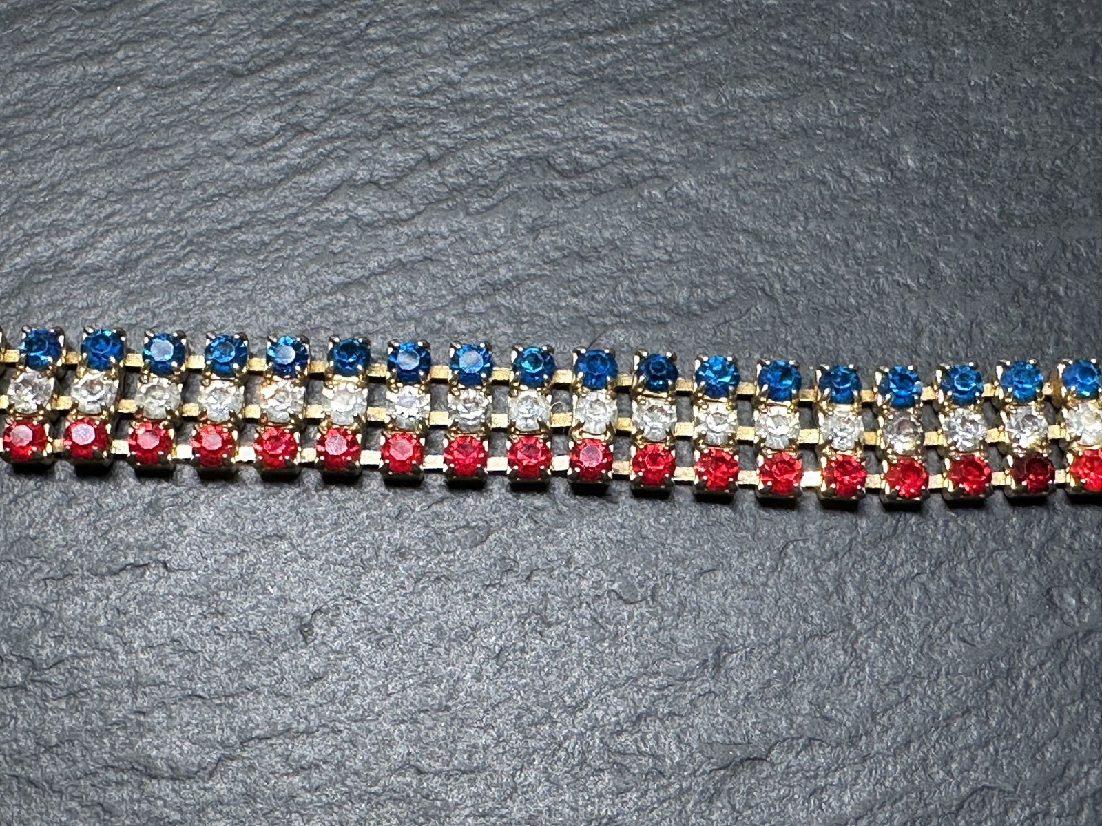 THREE DIFFERENT VINTAGE PATRIOTIC RED WHITE BLUE BRACELETS H901