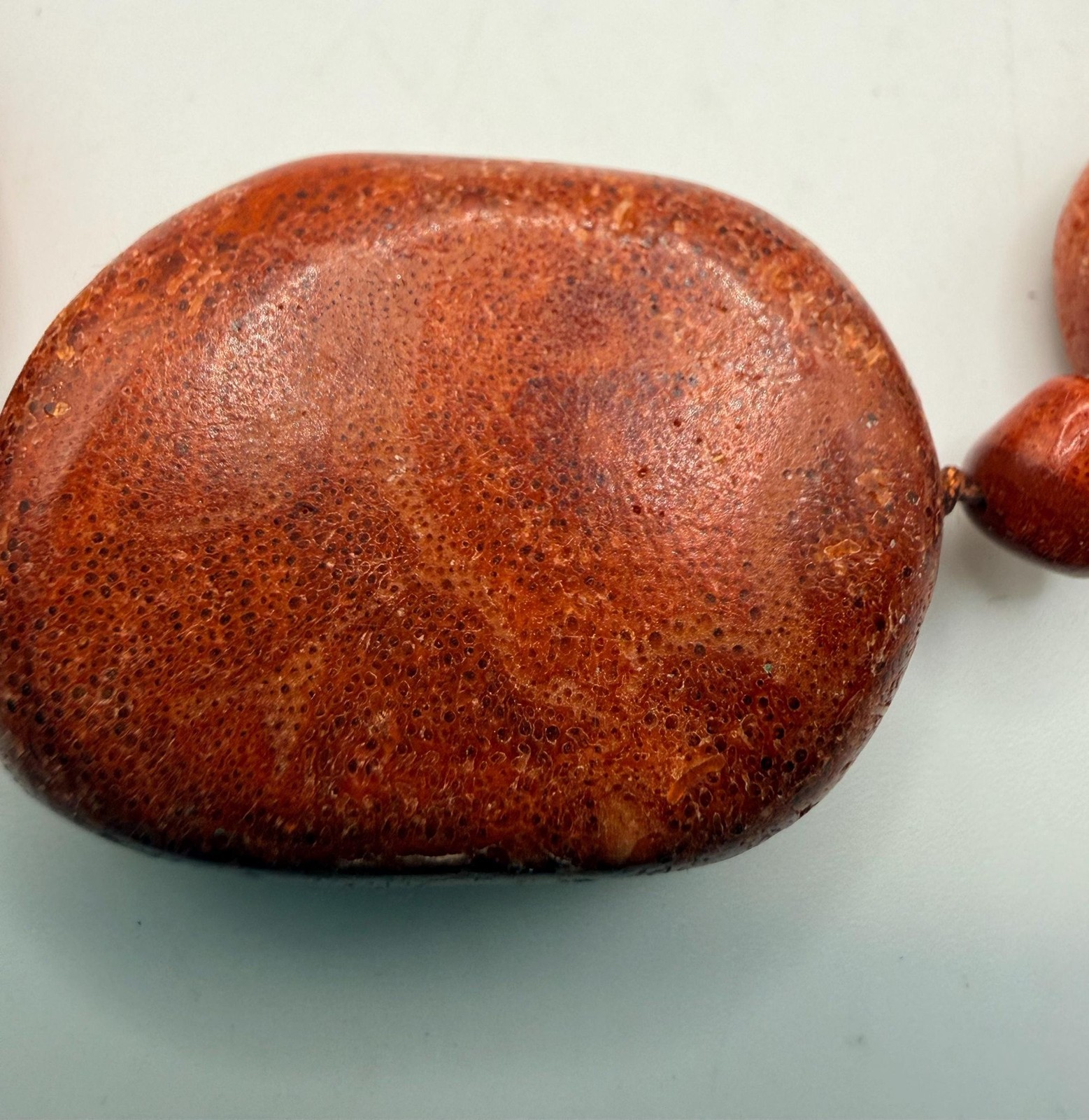 Vintage heavy large red sponge coral beaded necklace