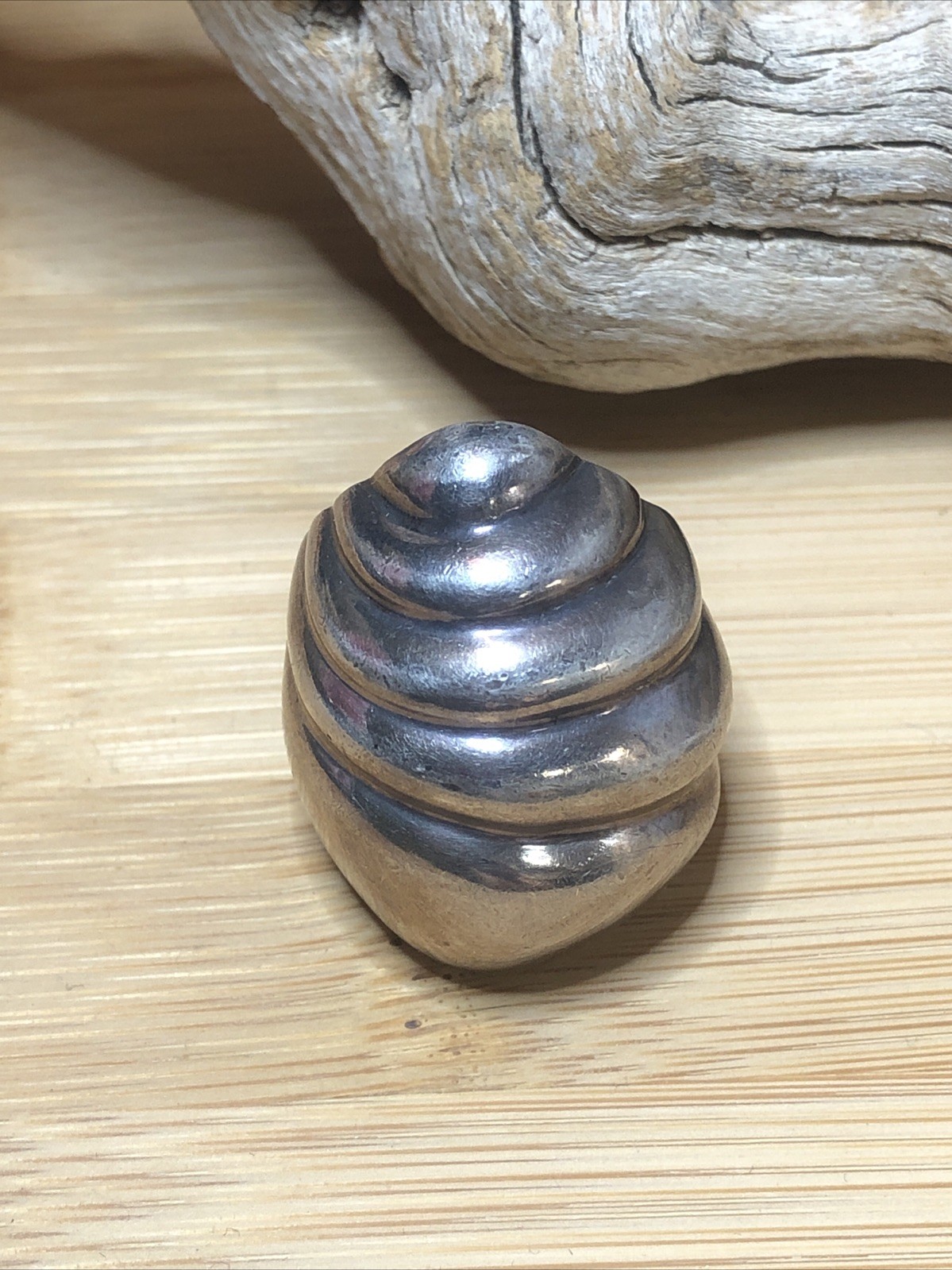 b51. Vintage AVM TAXCO Sterling Silver Rapa Shell Ring Size 6.75, 25.7g.Mex