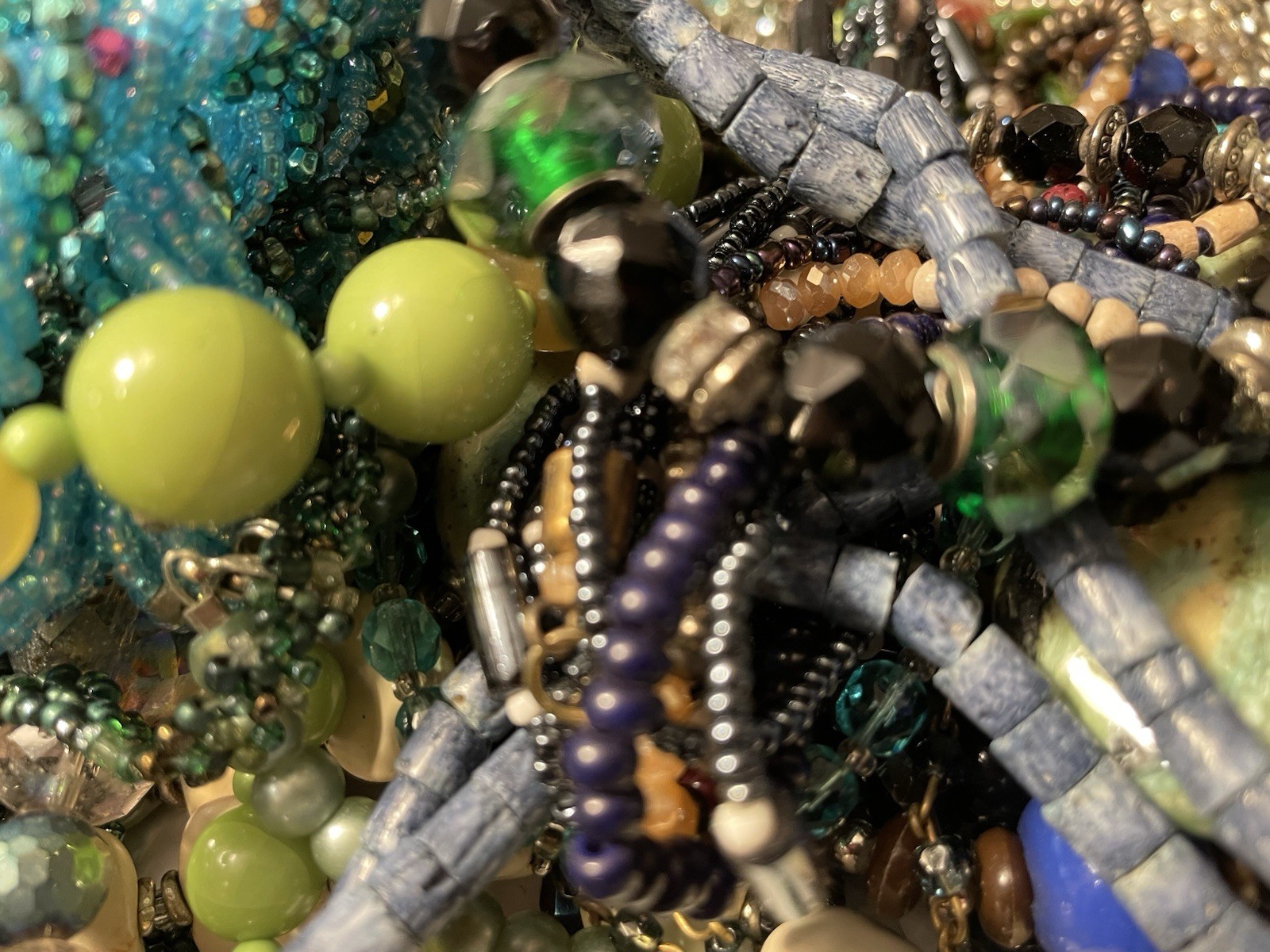 4Lb Mixed Mystery Jewelry Lot Vintage Mod Boho Beaded Necklaces Bracelets