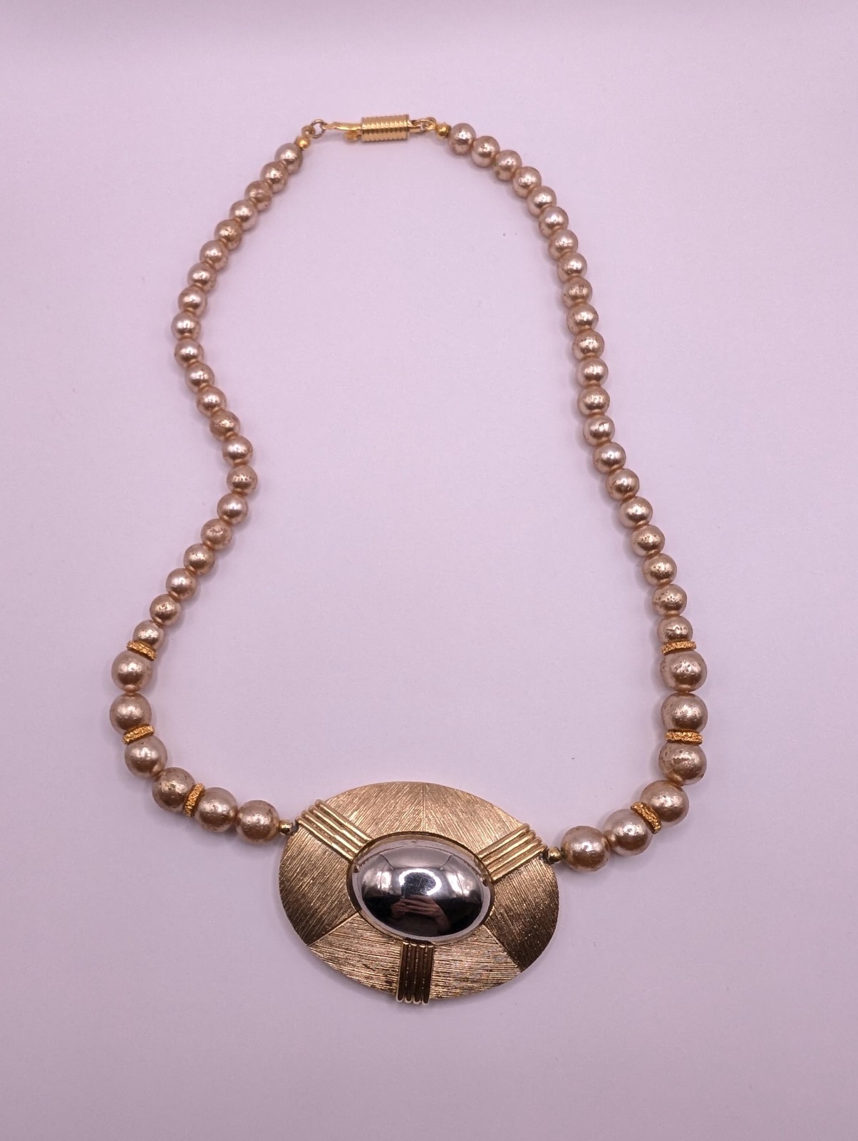 Vintage Orena Paris Gold Tone Pearl Necklace French signed Jewelry Collier