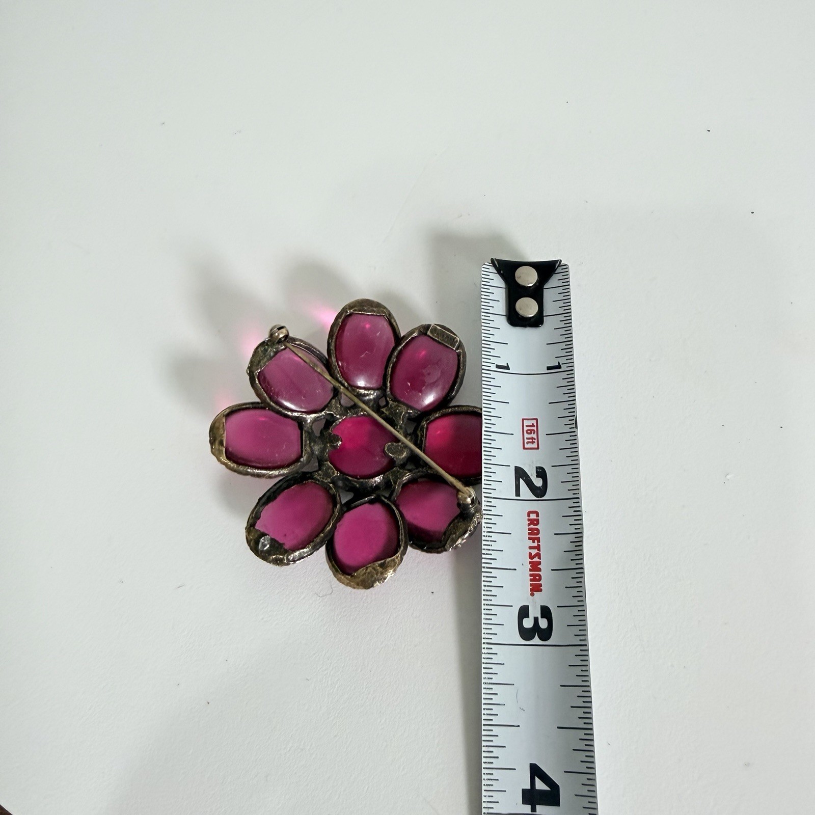 Rare Vintage Crown Trifari Brooch Pin Pendant Cranberry Red Gripoix Glass Domed