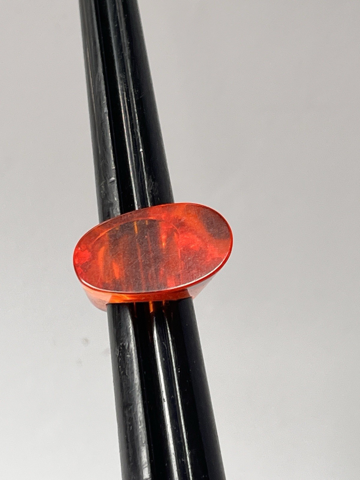 Vintage Lucite Ring Size 5.5 Oval Slanted Modern Chunky Statement Acrylic Orange