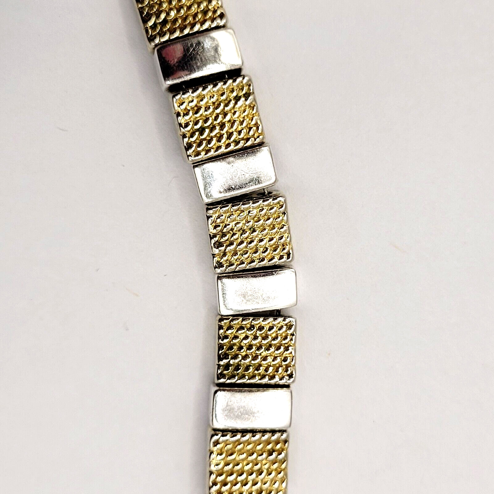 Napier Vintage Textured Gold & Polished Silver Tone Link Bracelet 7.25 In Signed