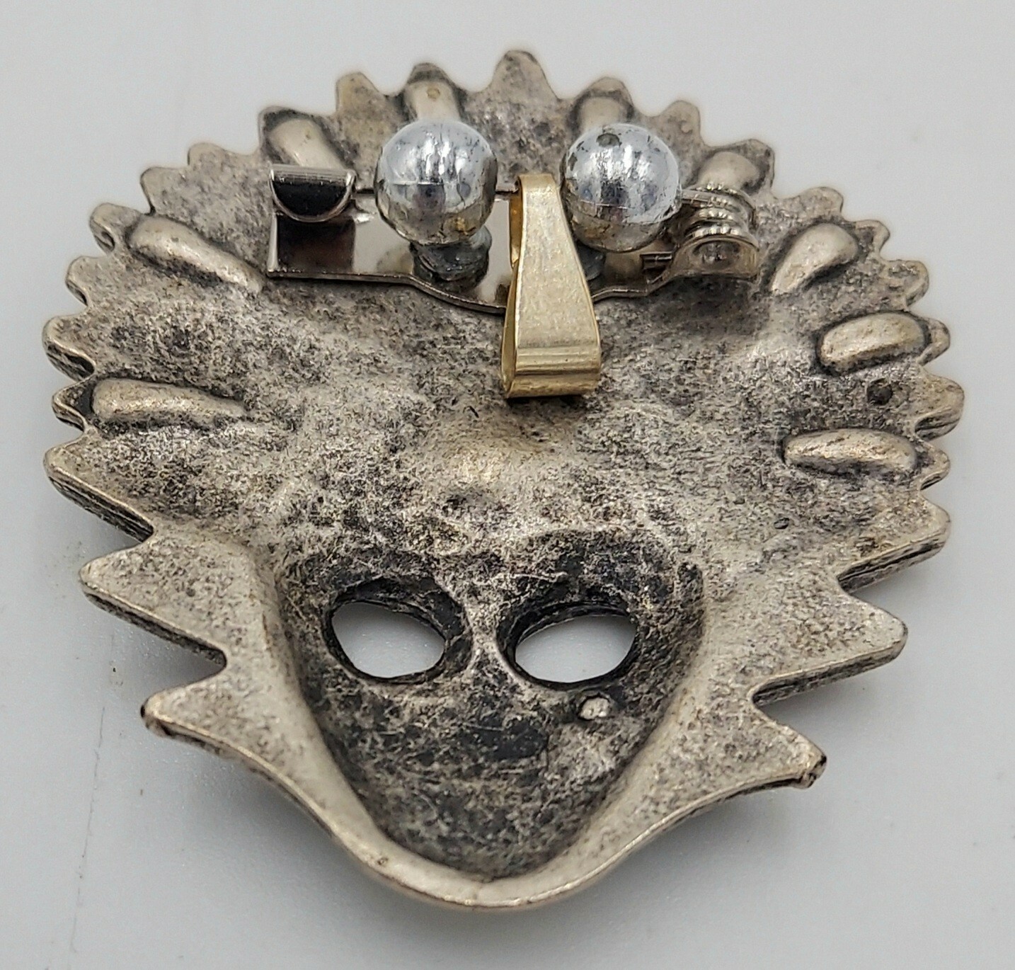 Venetian Mask Pendant Enamel Rhinestone Mardi Gras Jester Masquerade Carnivale