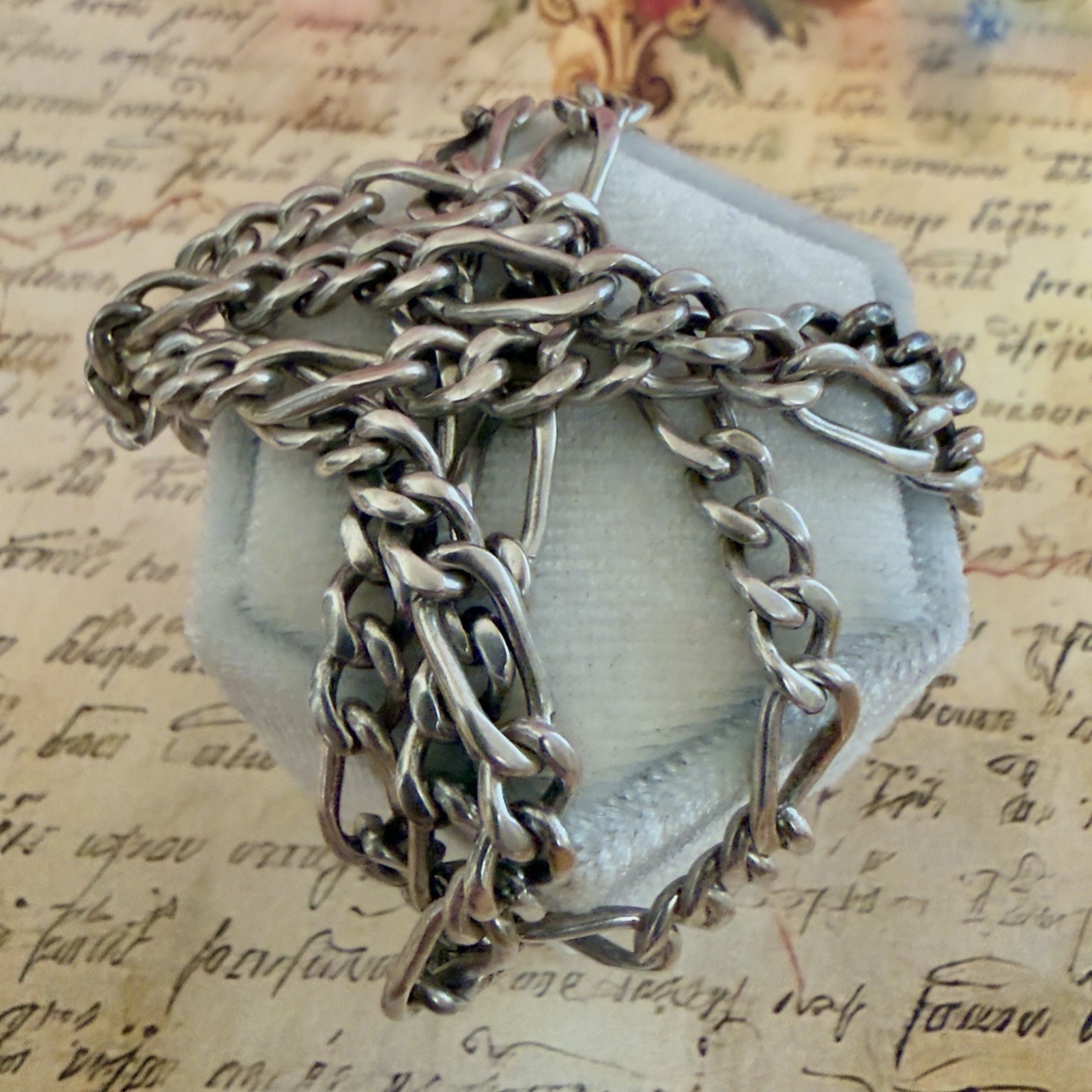 925 Sterling Silver Figaro Chain- 20″ – 50.5 cm -27g Vintage East European #1931