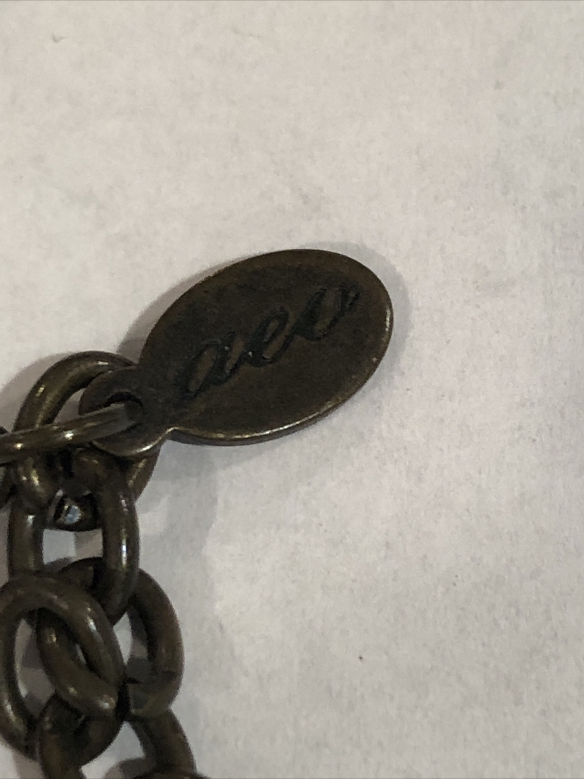 Mixed Metal Coin Chain Link Silver Tone Necklace French Oui Non Signed aeo