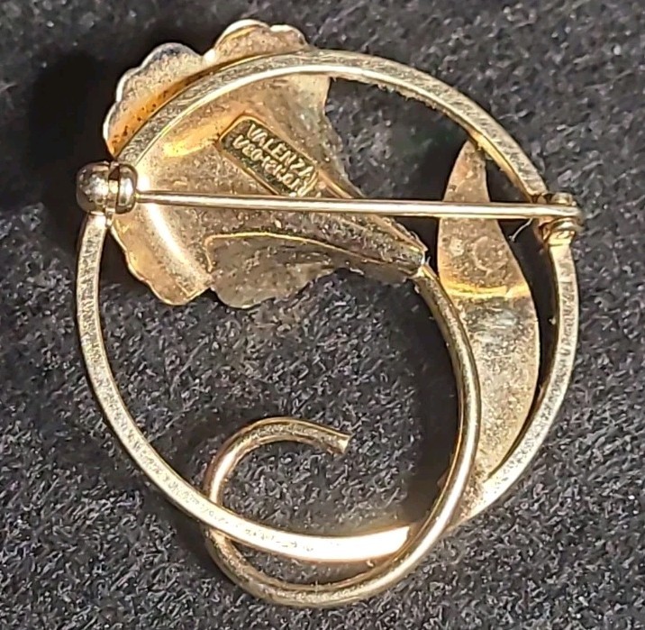 Vintage Valenza Italian 1/20 12K Gold Filled Flower Brooch Pin