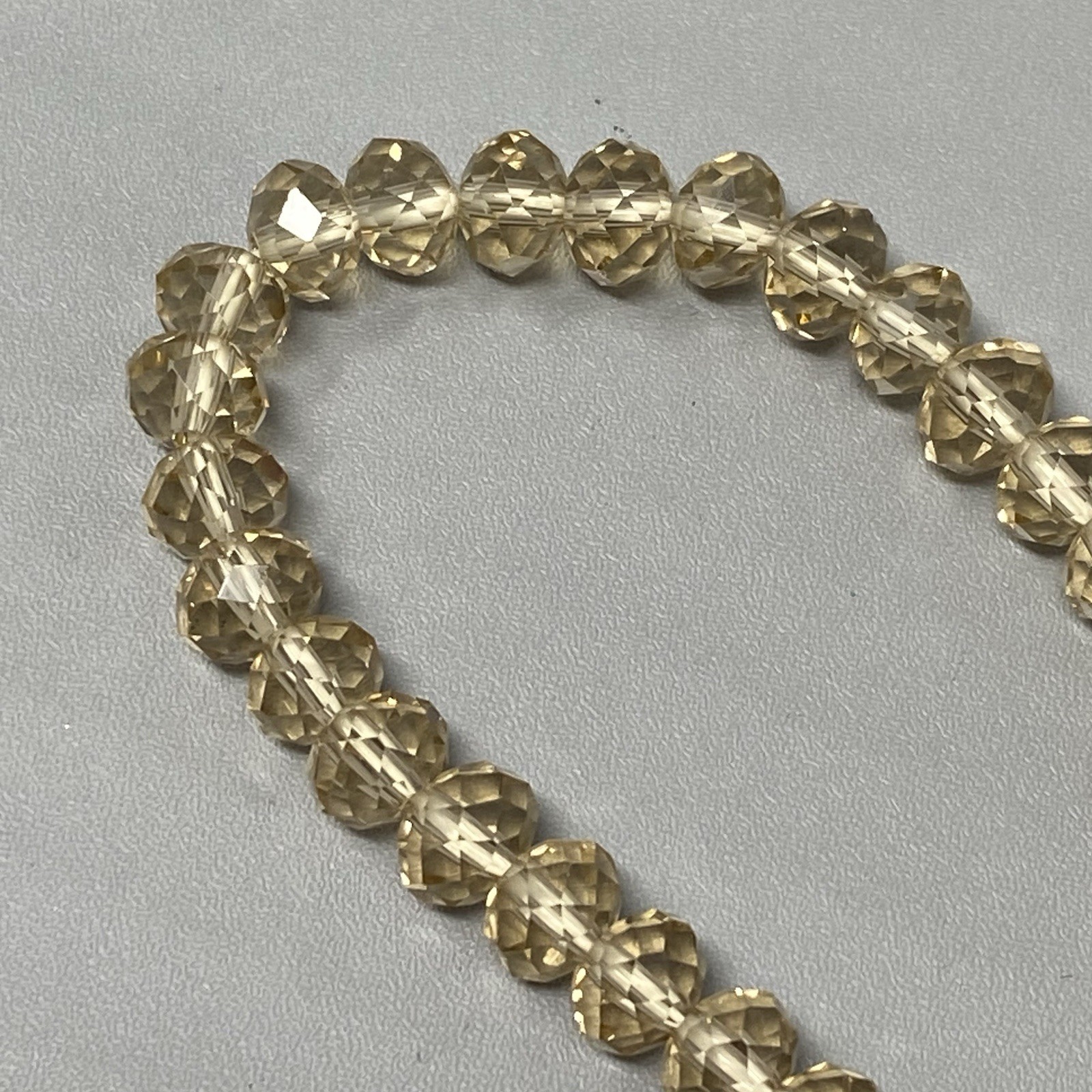 Champagne Glass Beaded Bracelet Faceted Fire Polished Coated Stretch 6.25″