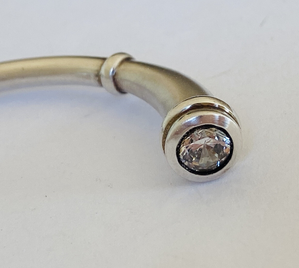 Vintage Sterling Silver Pink & Clear Topaz Cremation Cuff Bracelet