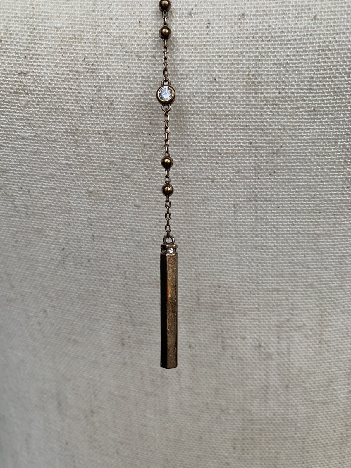 Vintage HENRI BENDEL Crystal/Gold Bead Chain Pendant Necklace 28″