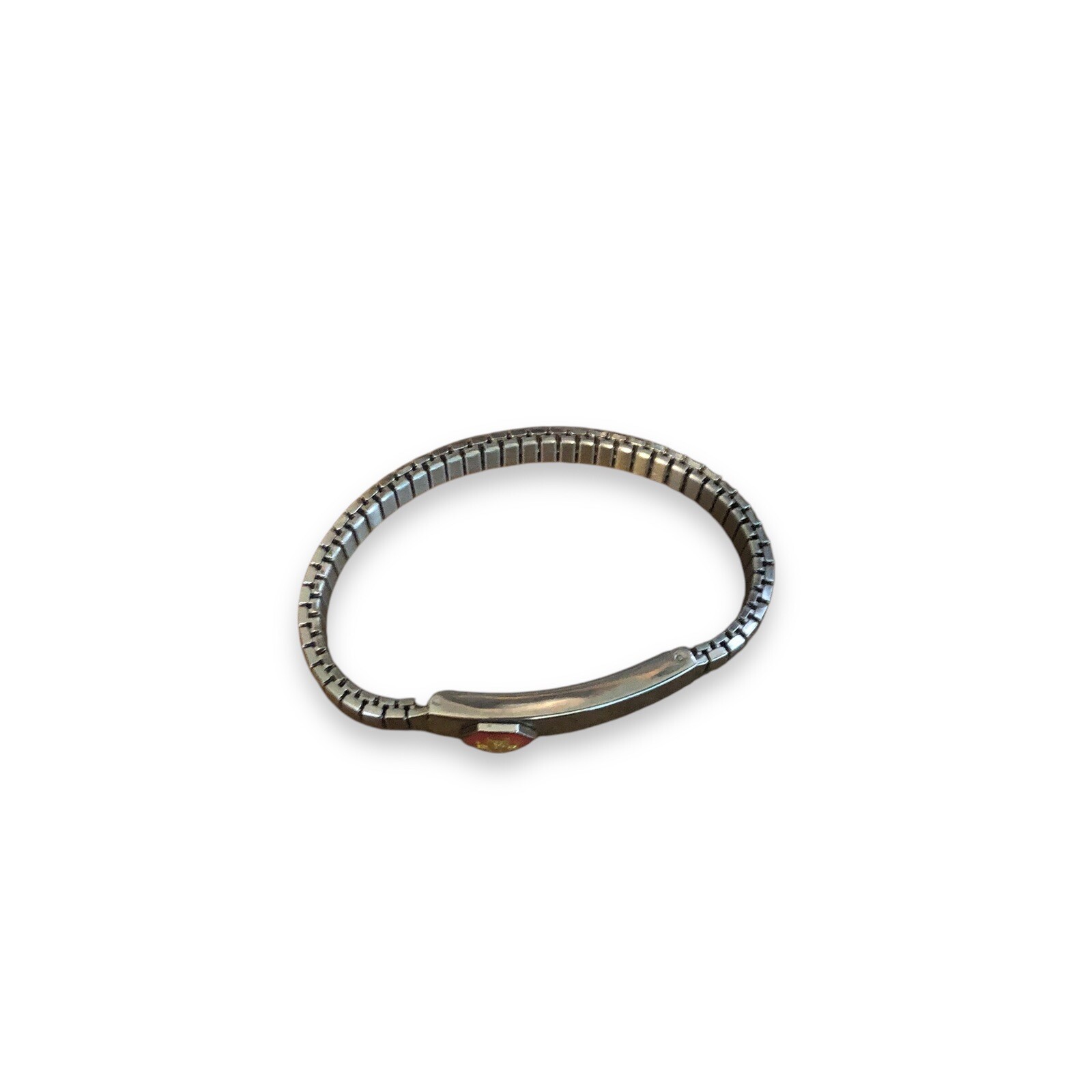 Vintage Stainless Steel Stretch Expansion Medical Fold Open Bracelet Silver Tone