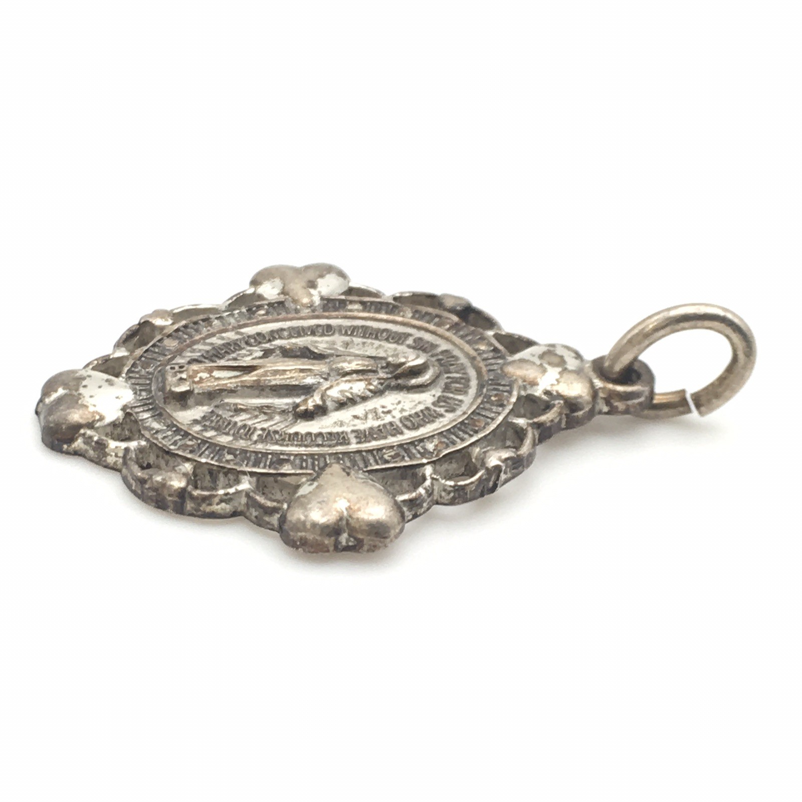 Vintage Sterling Silver CREED Miraculous Mary 1830 Charm Marked Sterling 3g #40