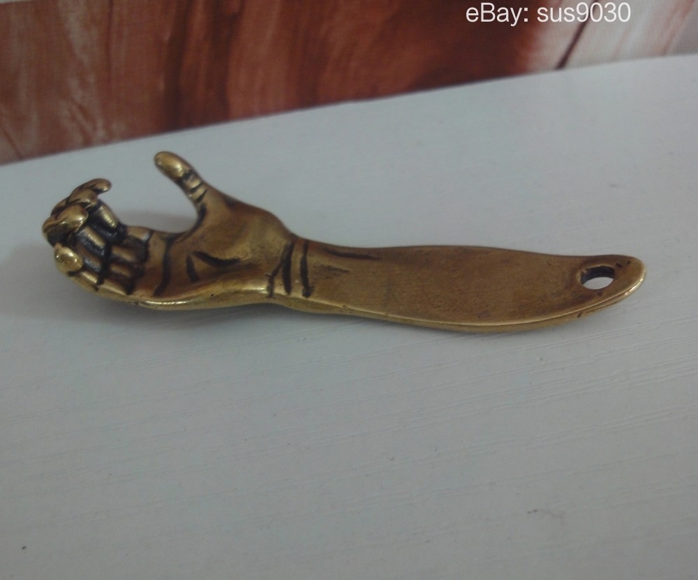 Solid Brass Lucky Right Hand Statue Pendant