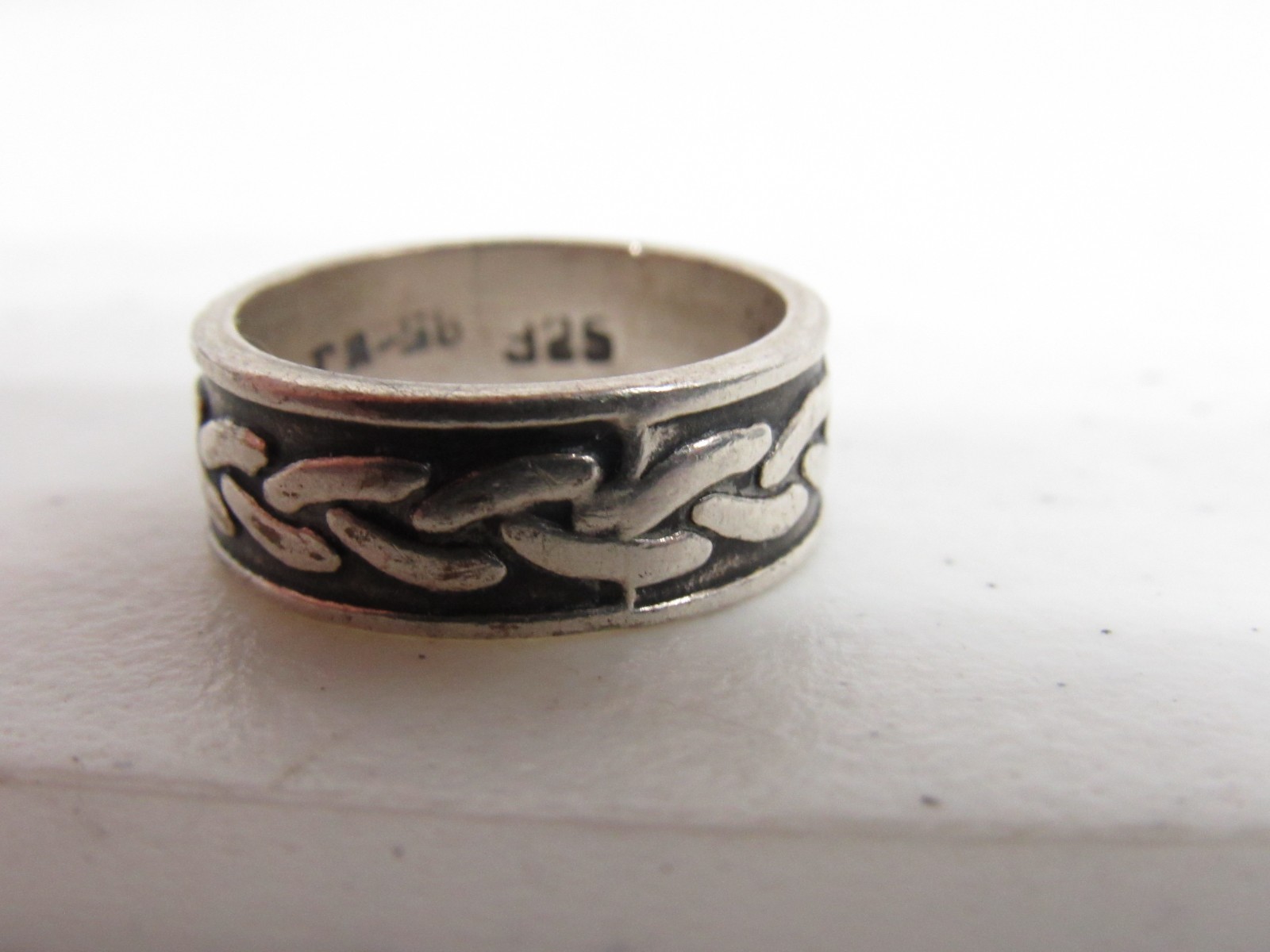 Vtg Taxco 5.3G Sterling Silver Twisted Rope 8mm Band Ring Sz 5.5