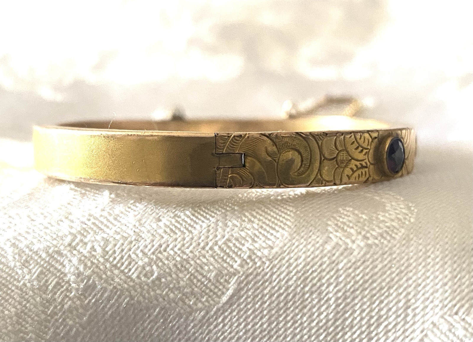 Antique Victorian 10k And Gold Plated Amethyst Color Stones Bracelet