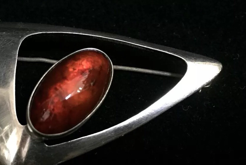Vintage NIELS ERIK FROM Denmark Sterling Star Trek Amber Pin Brooch (RF227)