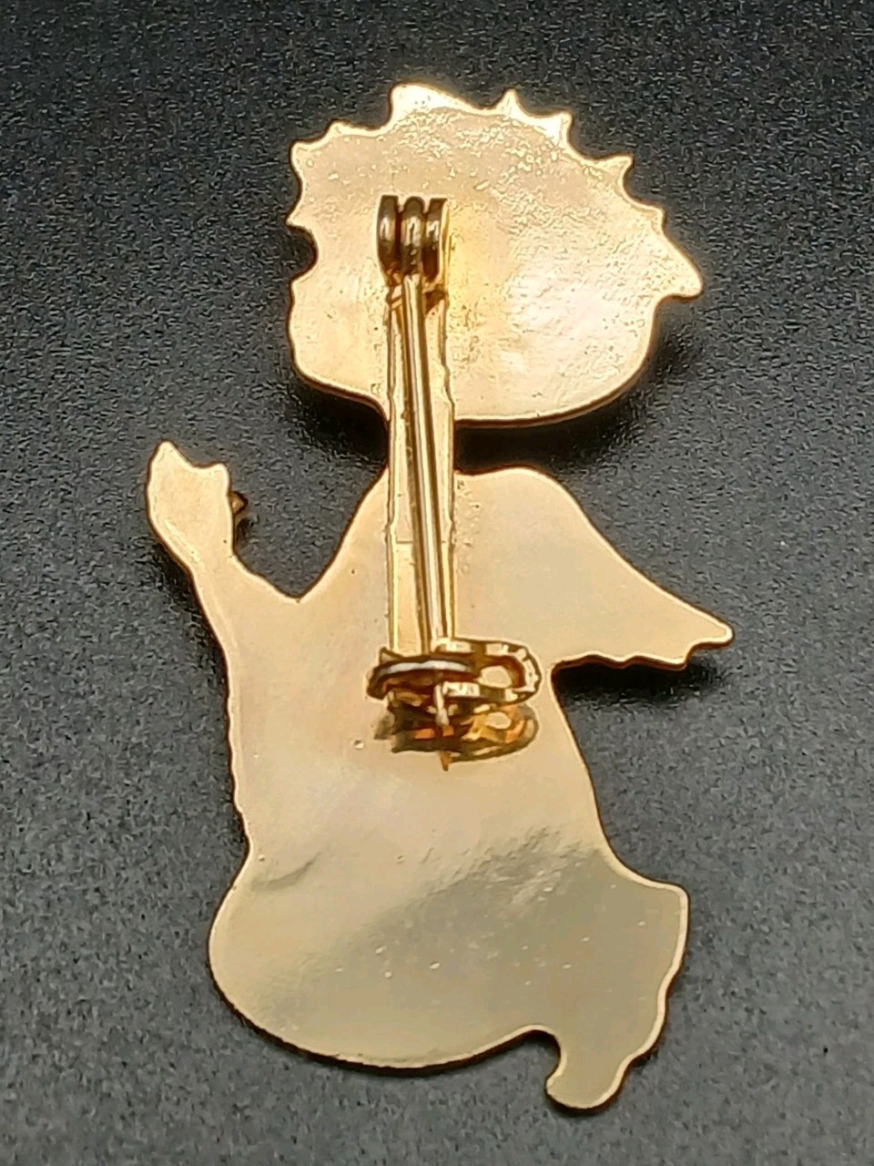 VINTAGE ANGEL PRAYING BROOCH PIN GOLD-TONE W/ RHINESTONES. GUARDIAN ANGEL