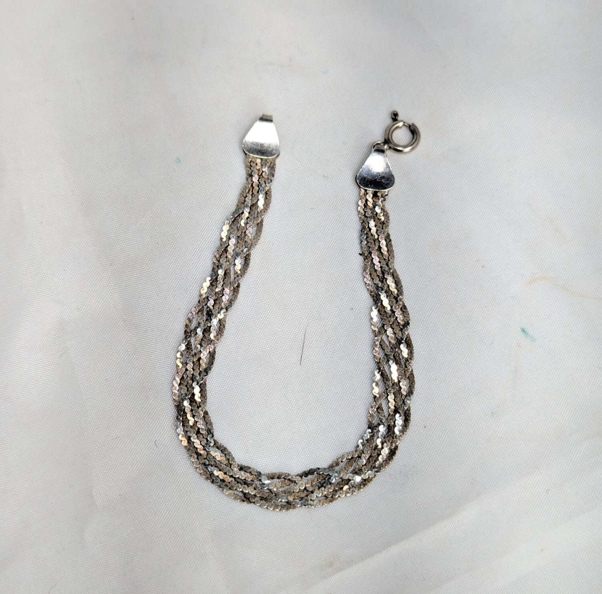 Five Strand Sterling Silver Chain Braided Bracelet MC47 MEX 925 Vintage 7″