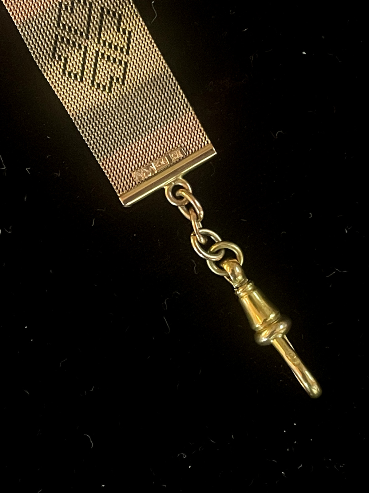 Antique 9 Karat Gold Watch Fob Chain in Tricolor with two Clasps
