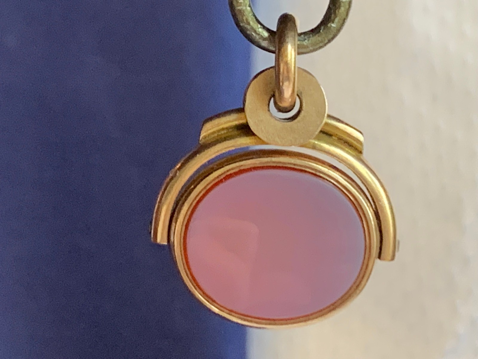 Antiq Yellow Gold Pocket Watch Fob Rotating Pendant Bloodstone Carnelian 10.19g