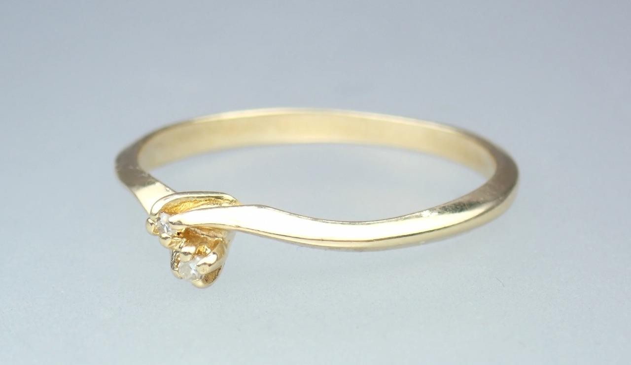 Dainty Vintage Estate Solid 14K Gold SAMUEL AARON Diamond Toi Et Moi Ring NY 6.5