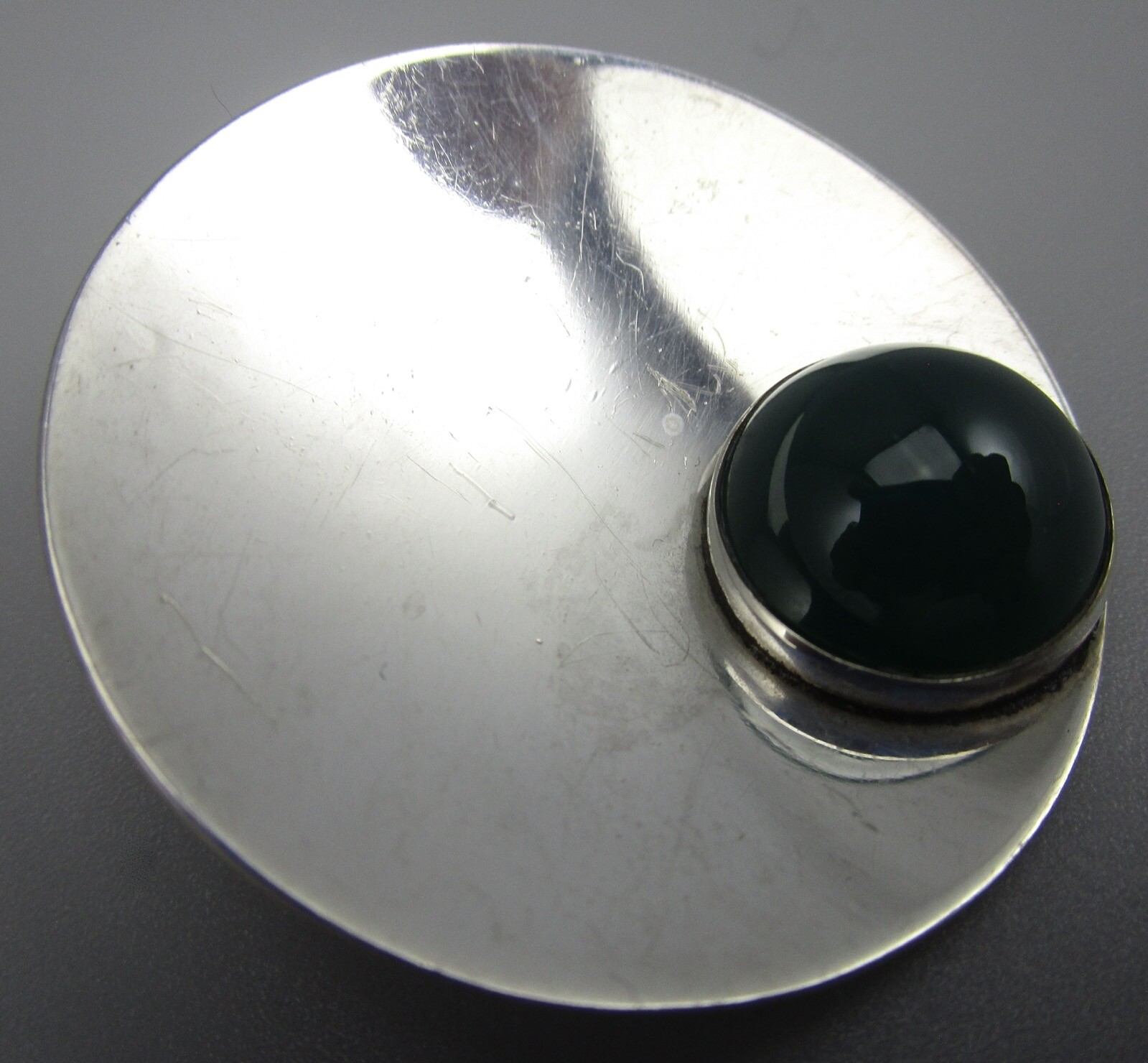 NIELS ERIK FROM DENMARK MODERNIST MCM STERLING CHRYSOPRASE BROOCH PIN