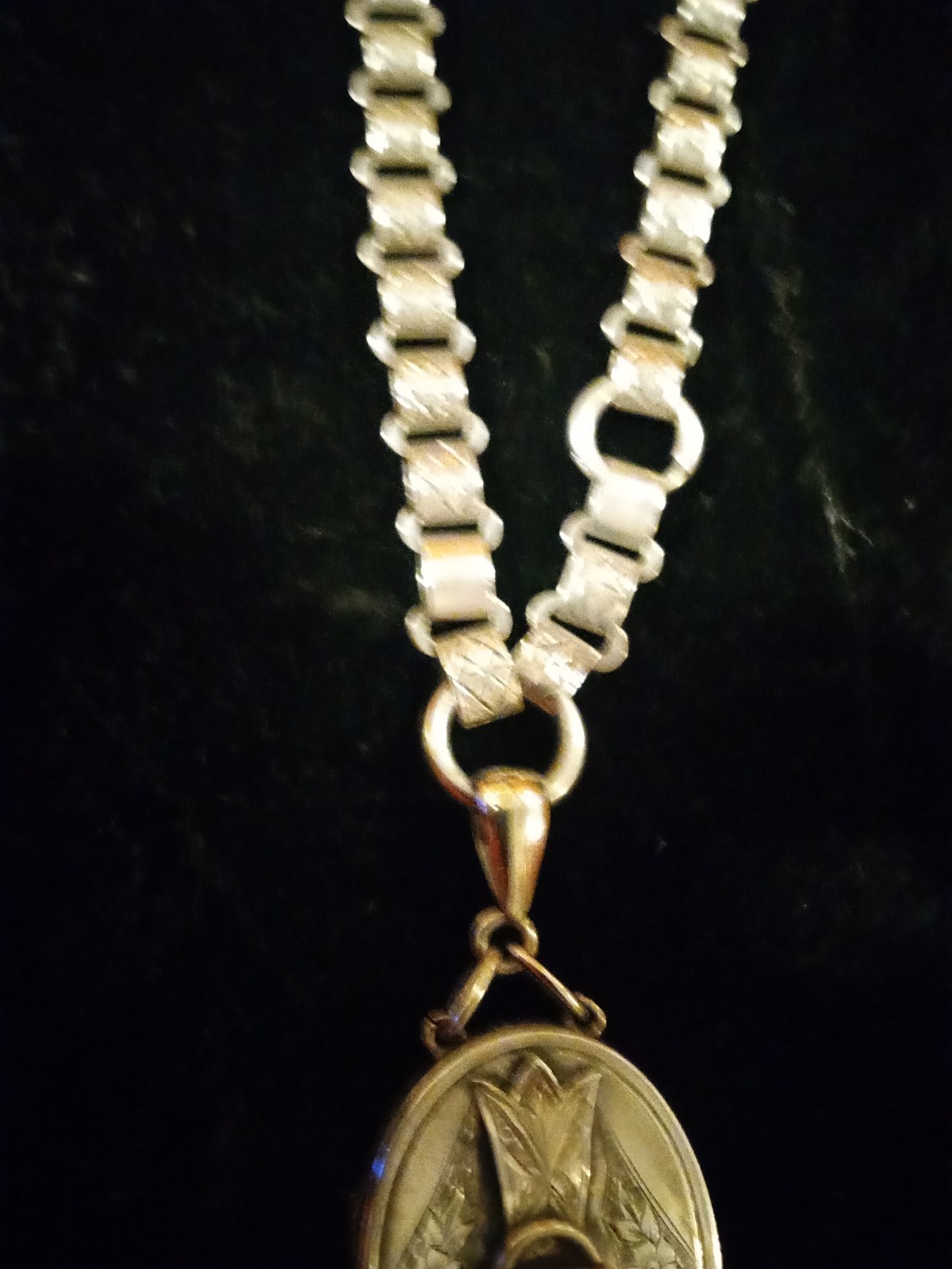 Antique Victorian LOCKET Book Chain Necklace Sterling Silver 39.3 Grams