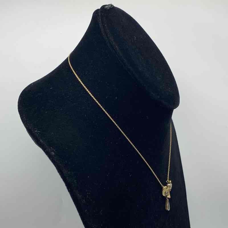 Vintage 14K Yellow Gold Diamond Sapphire Figural Mask Necklace 16.25″ 5.3g