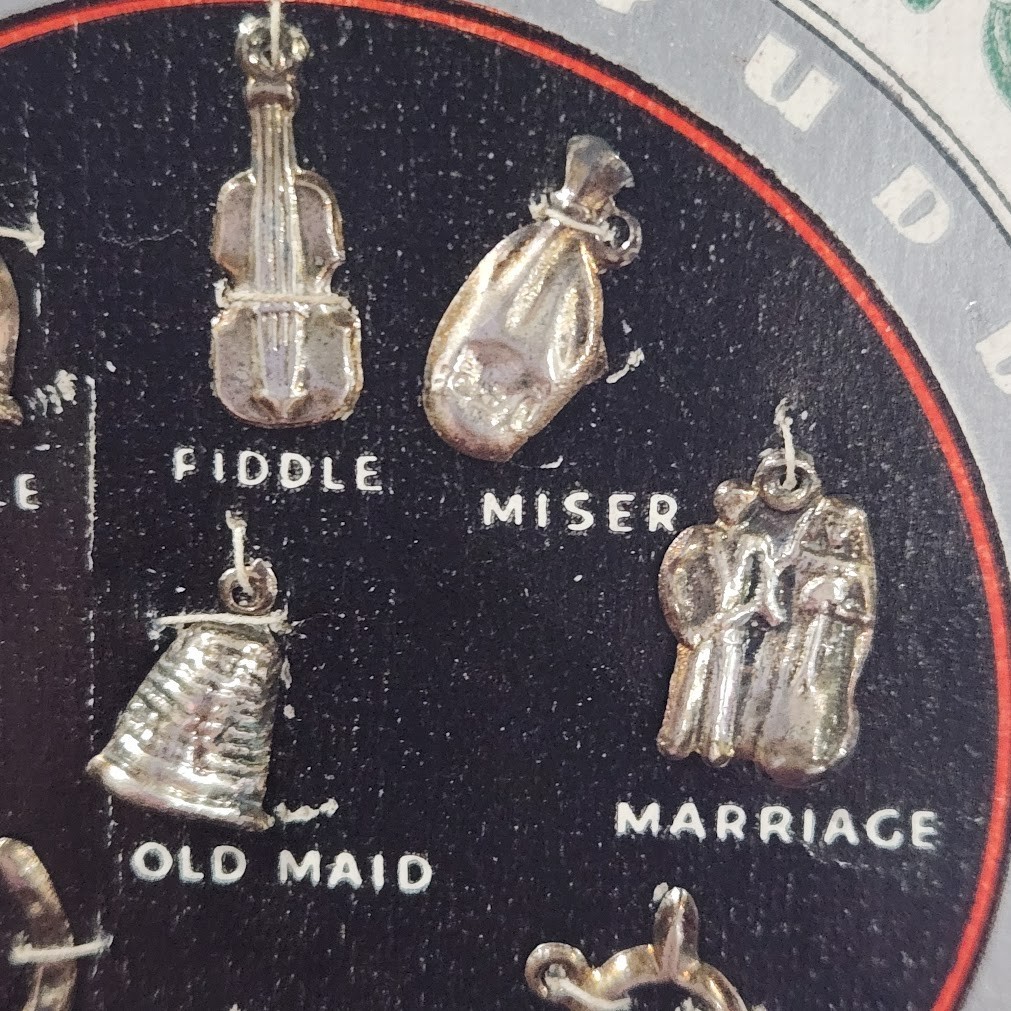 Vtg Sterling Silver Christmas Pudding Charms Set 9 England Bell Marriage Luck
