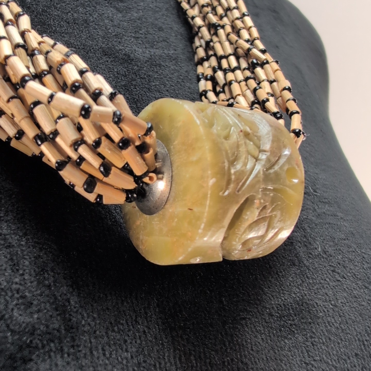 Wooden Beaded Statement Necklace Boho Brown Carved Natural Fairy Cottage Earthy
