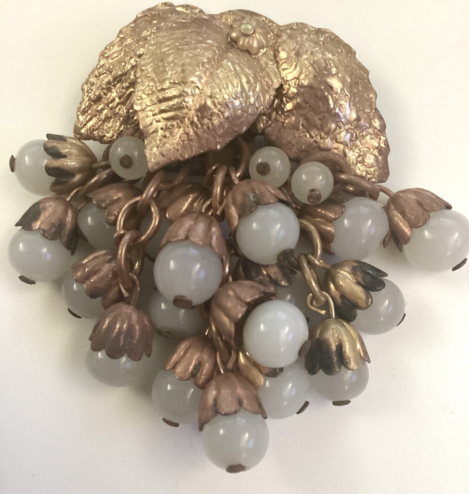 Miriam Haskell Early Handmade Gripiox Drop Dangle 2 Inch Brooch