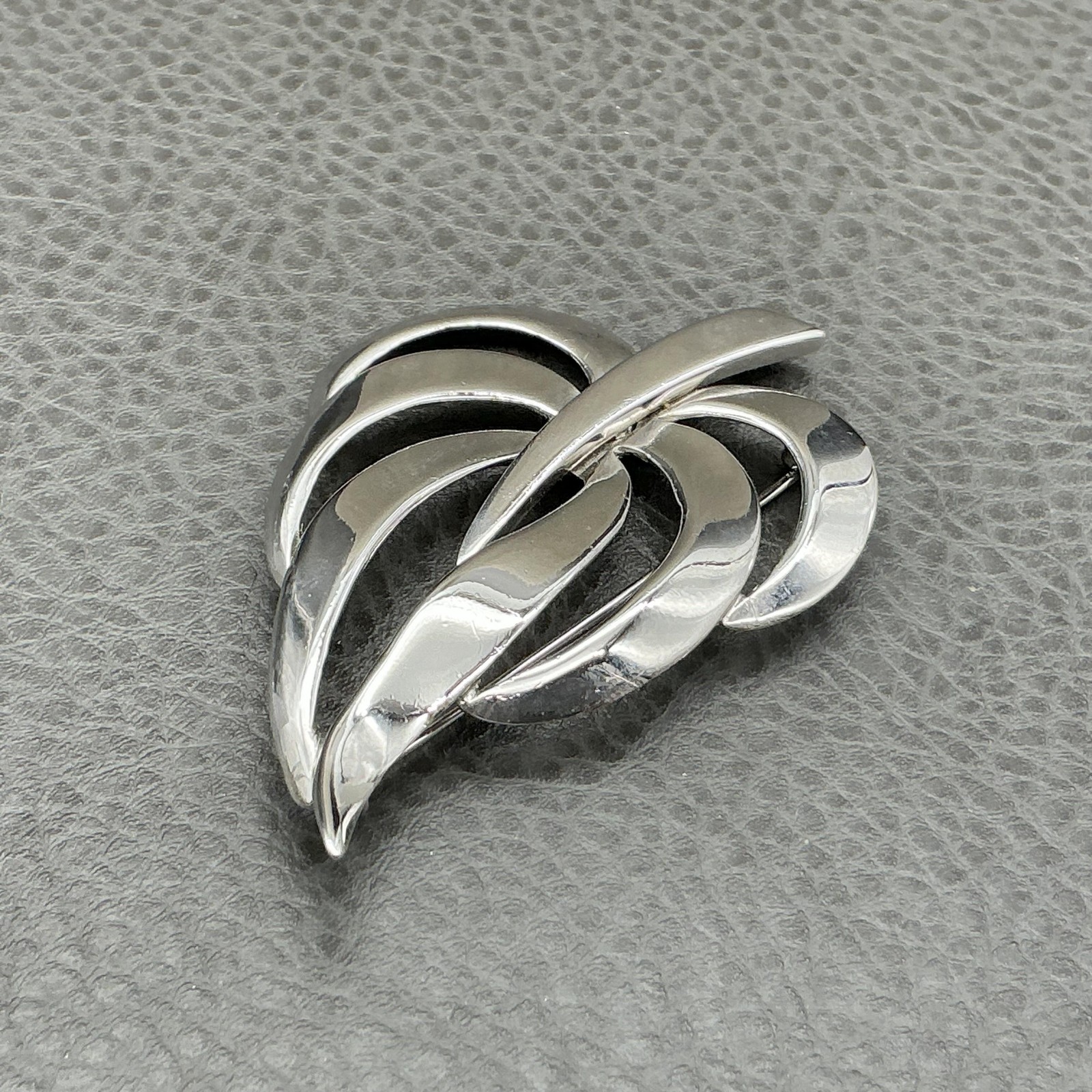 Vintage Napier Brooch Leaf Silver Tone Layered Abstract Nature Costume Jewelry
