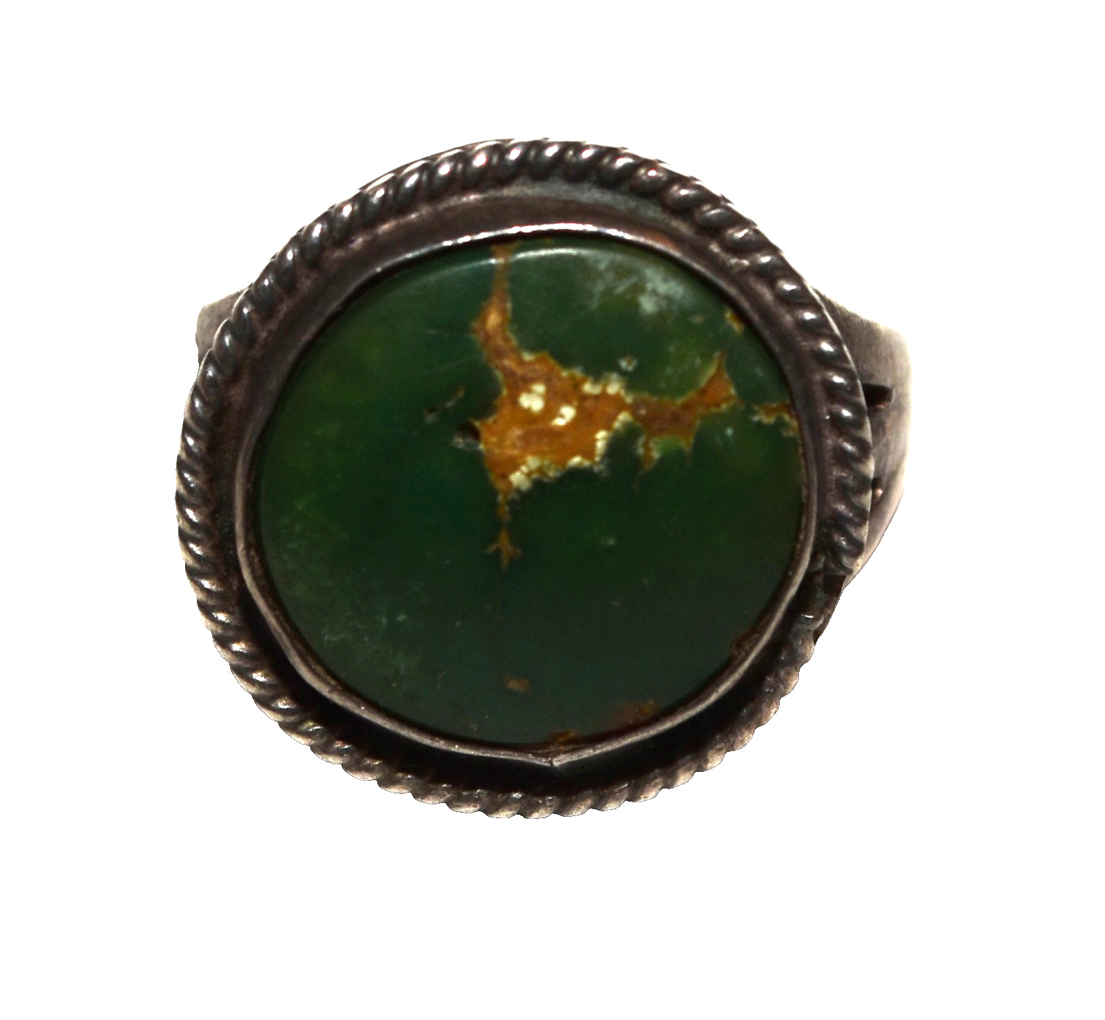 Vintage Dark Green Turquoise Brown Matrix Sterling Silver Ring 5.5 Gram Size 5.5