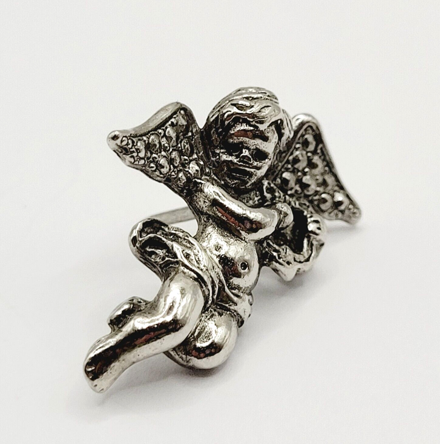 Cherub Angel Lapel or Scatter Pin Silver Tone Faux Marcasite Avon Vintage 1984