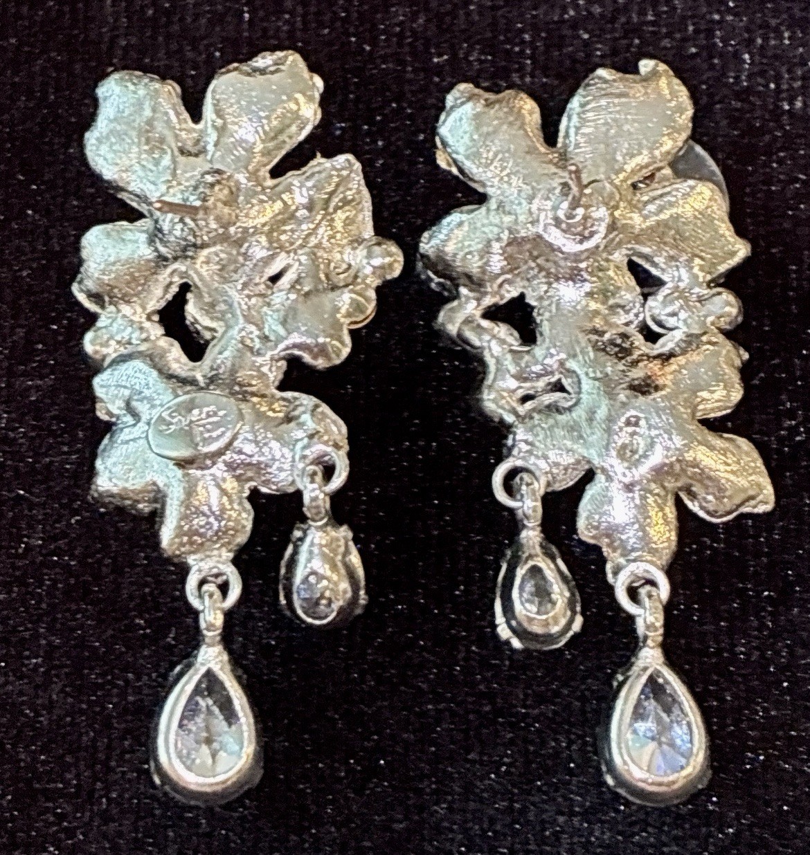 Amazing SIMAN TU Haute Couture Runway Floral Australian Crystal Earrings RARE ~