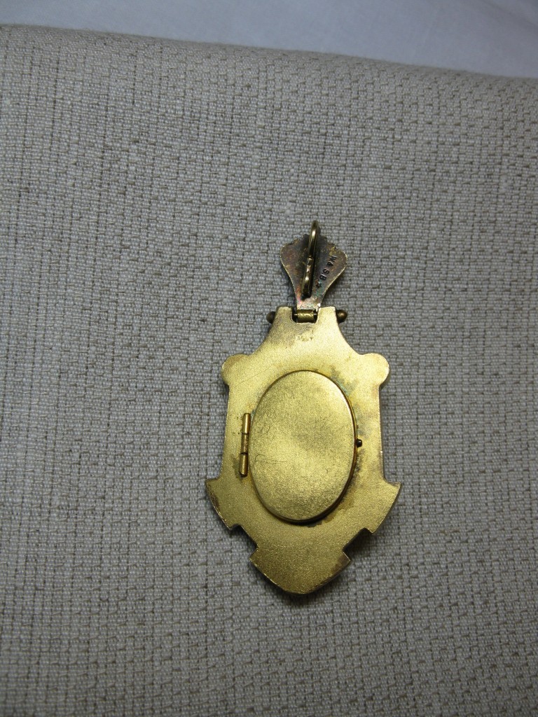 Picture Locket Antique Wedding Jewelry Etruscan GF Pearl c1880 W & SB