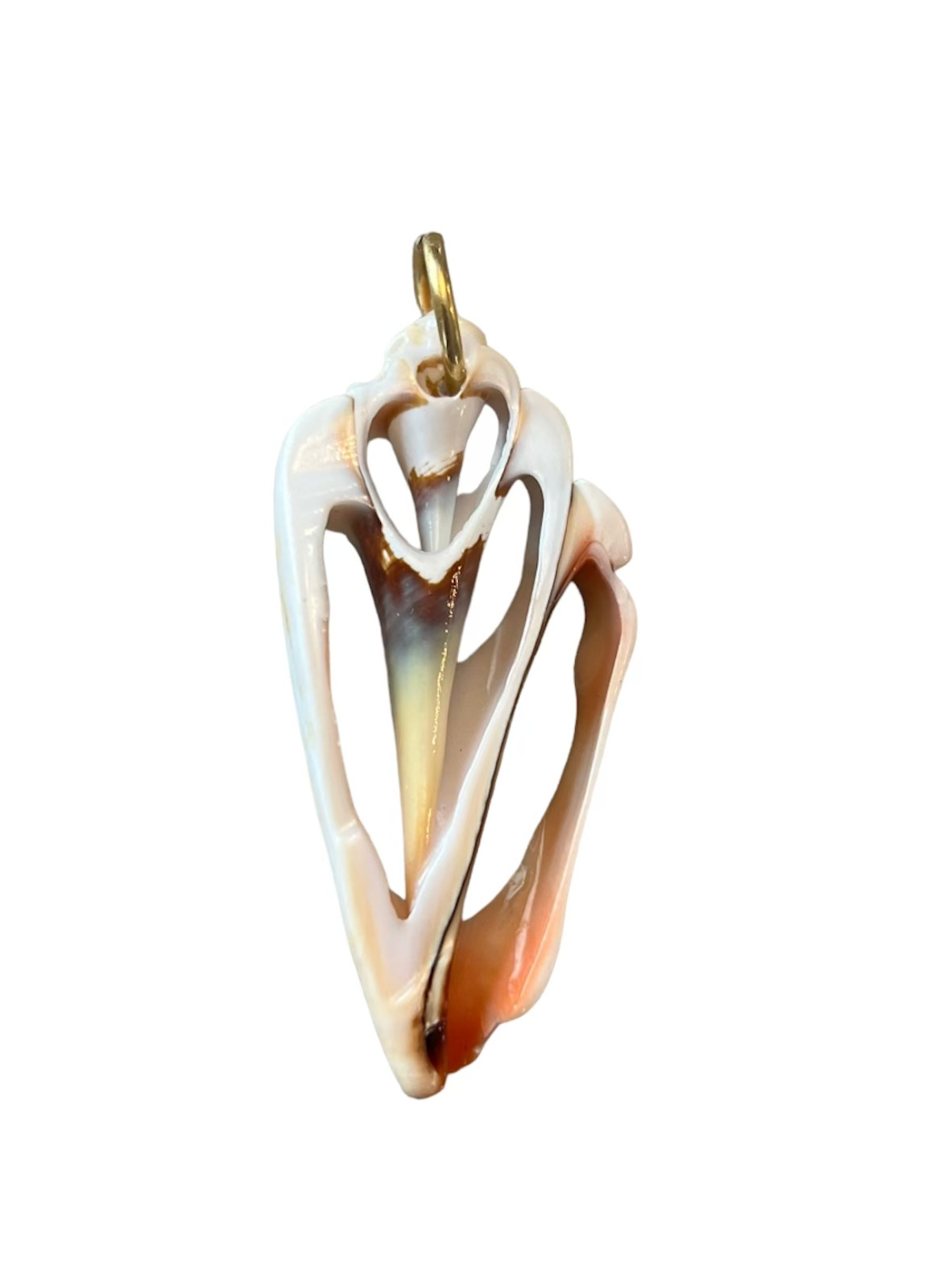 Women’s Natural Sea Shell Conch 80s Pendant No Chain Glossy 2.5″ Vintage Jewelry