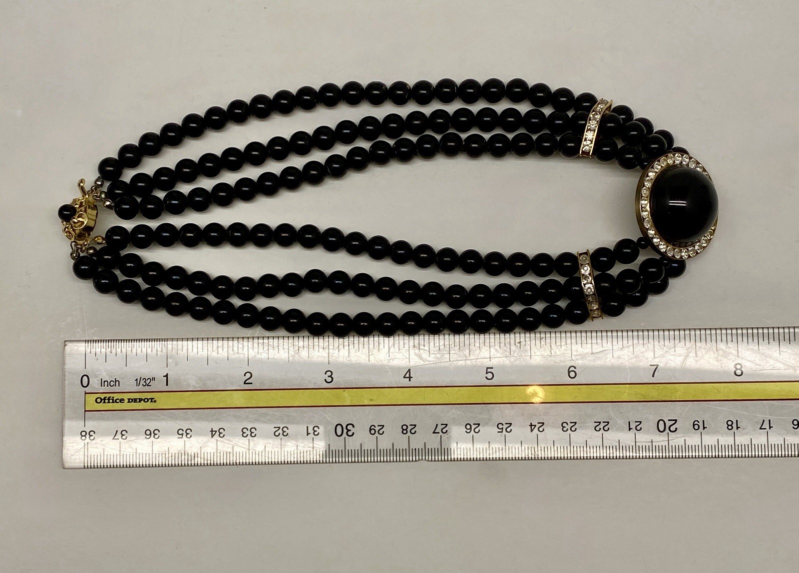 Vintage Lot of 2, Black, White Multi Strand Faux Pear Necklaces & Earrings Sets