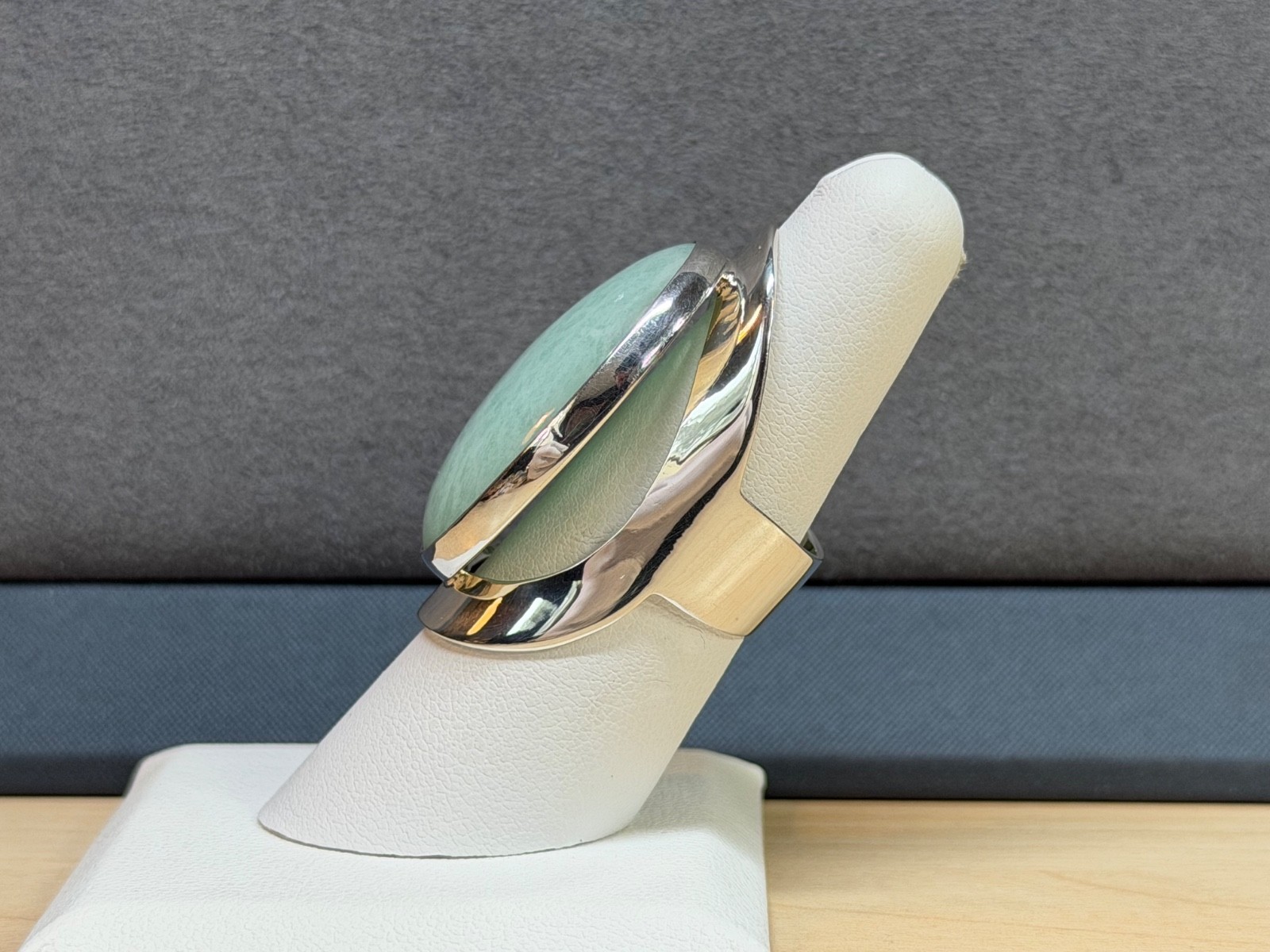 DOMINIQUE DINOUART DDD Mexico 925 Silver Large Cabochon Amazonite Ring Size 7.5