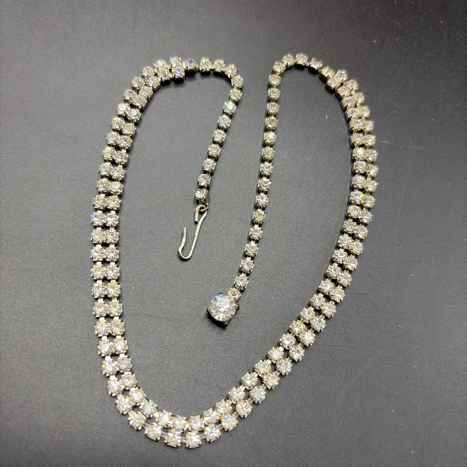 Vtg Estate AB Rhinestone Necklace & Earrings Jewelry Set Designer Quality Prong
