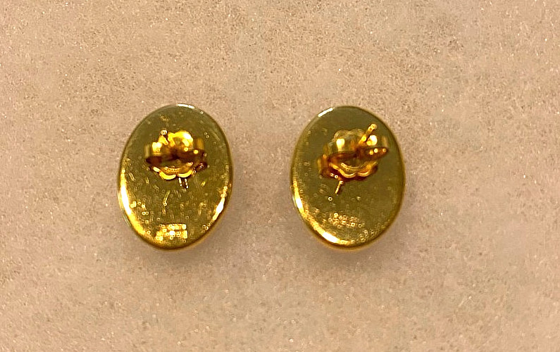 Van Dell 12 Kt. Gold Filled Tiger Eye Oval Post Earrings – Approx. 5/8 Inch Long