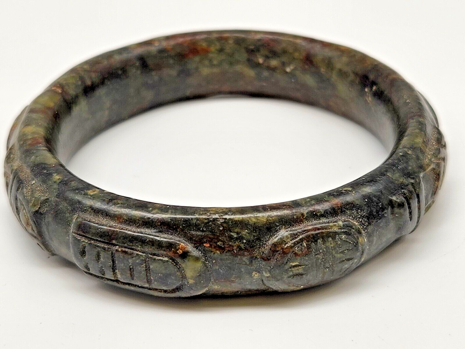 Vintage Natural Dark Green Jade Jadeite 17mm Bangle Bracelet
