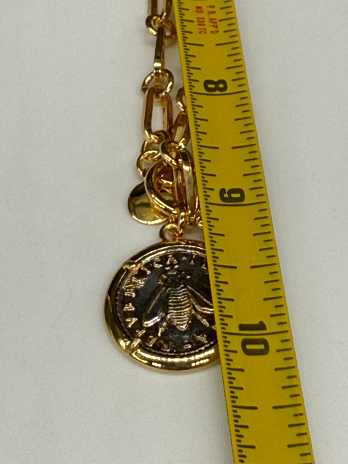 Mia Fiore Necklace Dyadema 18K Gold Plated Coin Pendant Italy Paperclip Chain