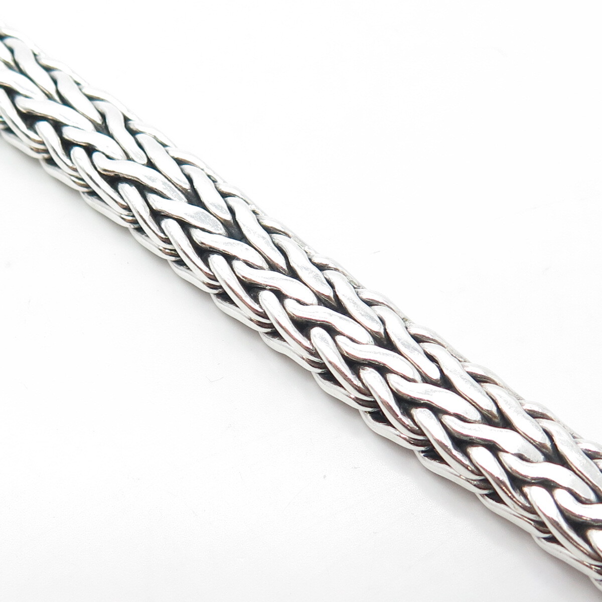 925 Sterling Silver Vintage Spiga/Wheat Link Heavy Bangle Bracelet 7.75″