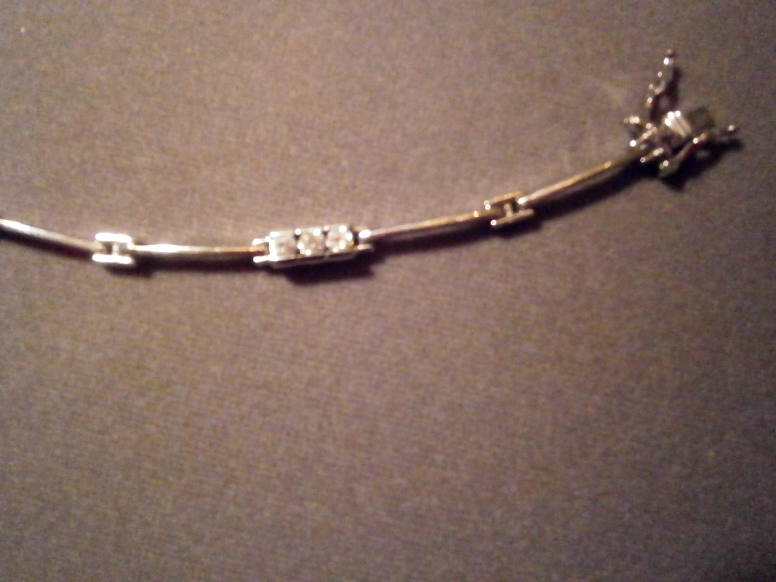 Vintage 925 Sterling Bar Link Crystal Stations Dainty Minimalist Bracelet 7.5″