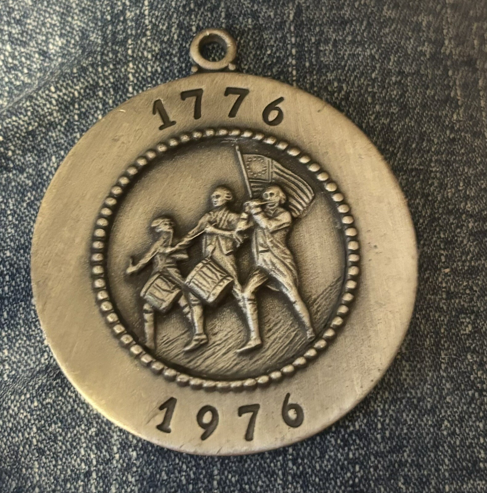Vntg Pewter Pendent Necklace Bicentennial Spirit Of 76. No chain Included